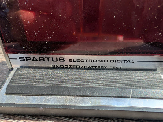Vintage 1980s Spartus Alarm Clock Electronic Digital Red Flat Screen Model 1150 Battery or Electric Home Time Electronics Retrocorrect Home