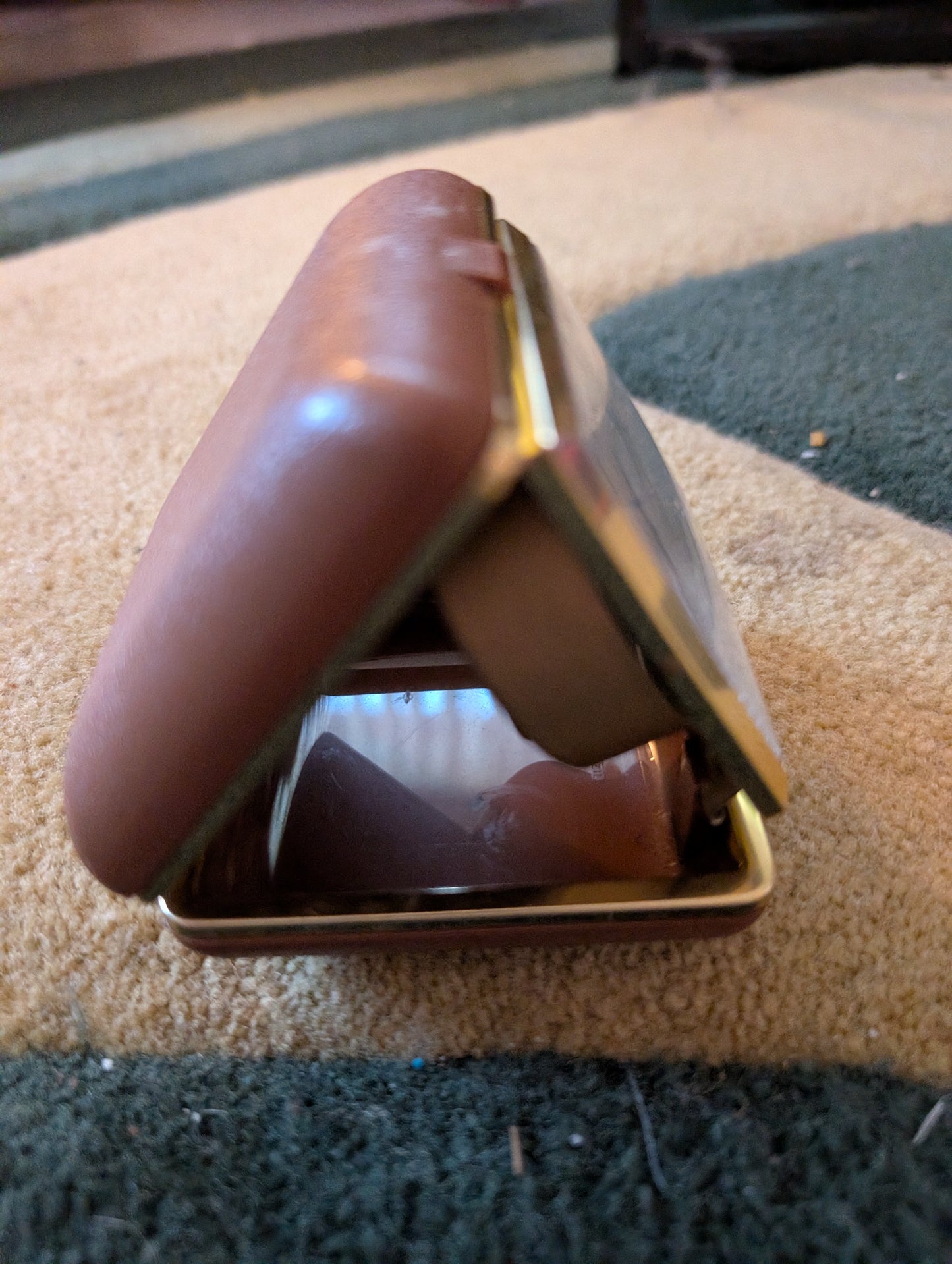 Vintage Seth Thomas Travel Alarm Clock Wind Up Folding Hard Clam Case -Works