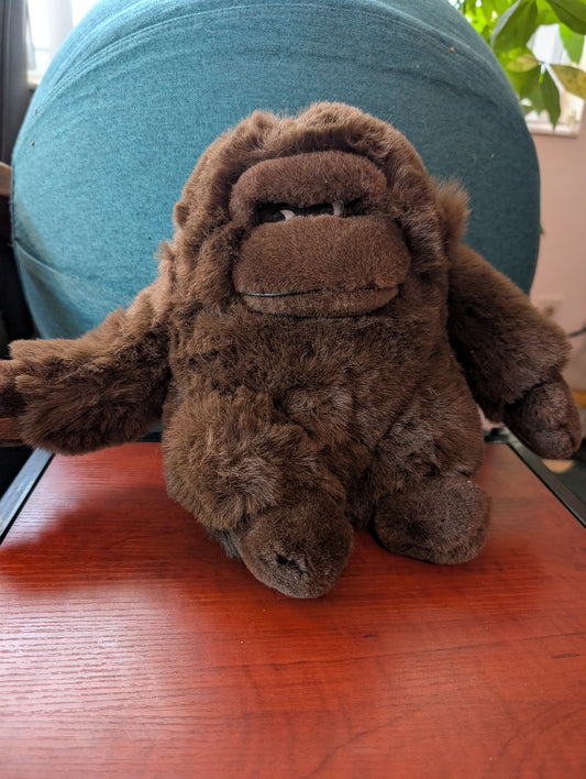 Vintage GORILLA STUFFED ANIMAL Plush 1988 Dark BROWN Ape Monkey 12”