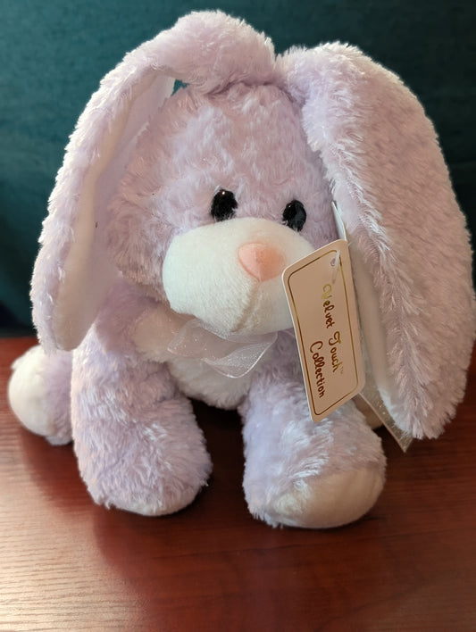 Vintage Commonwealth toys Purple Bunny Rabbit Plush white ears feet face sheer bow Easter 2005