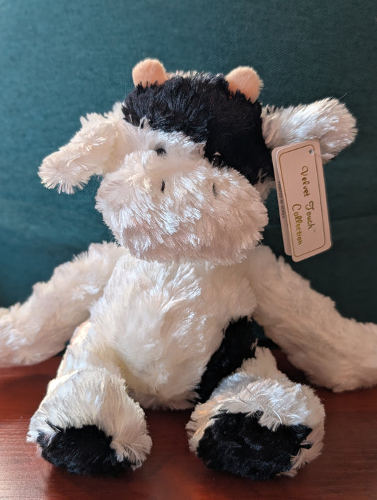 Vintage Cow 8" Black White Stuffed Plush Animal Farm Pet