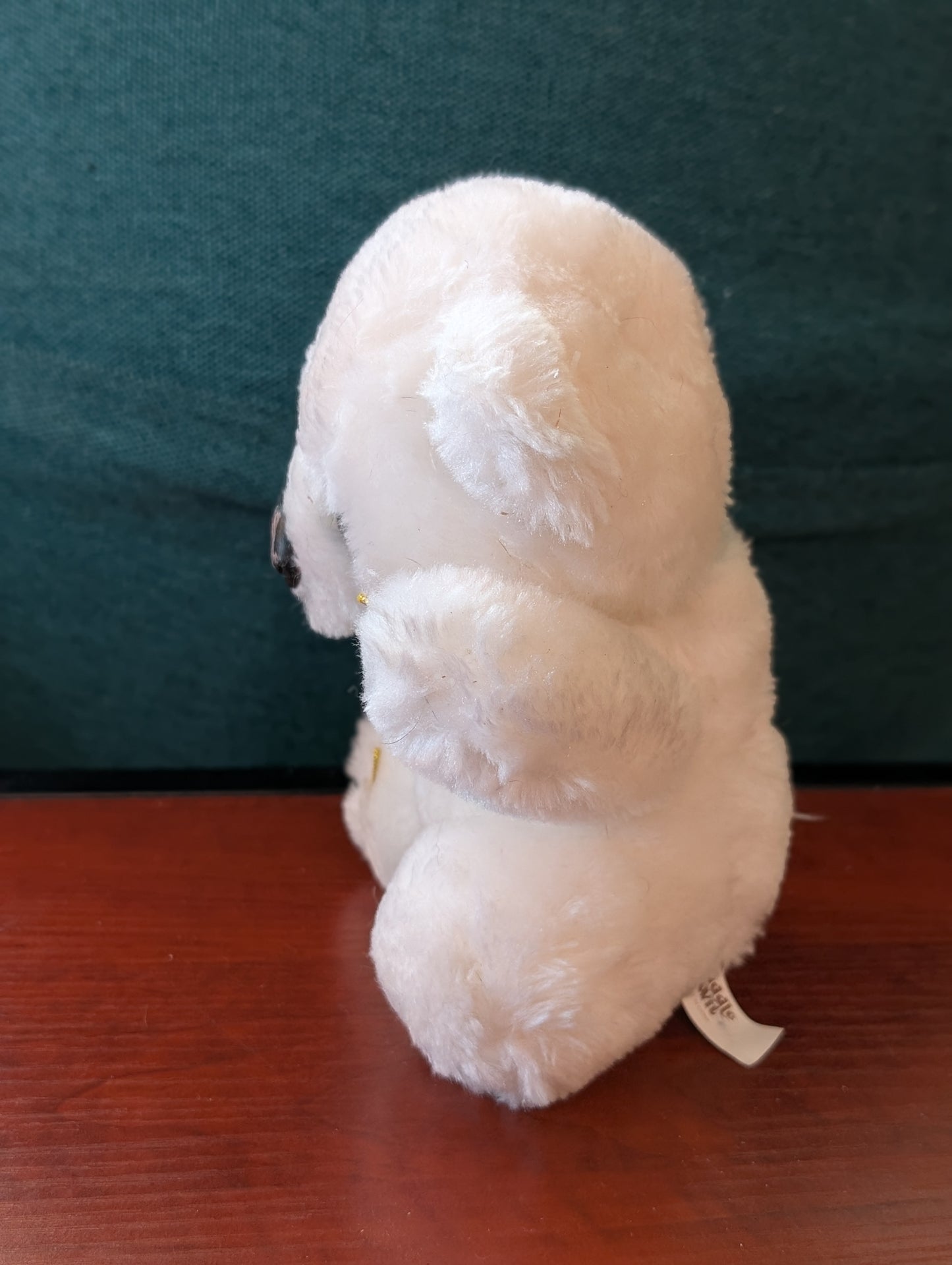 Vintage SASCO - WHITE Plush TEDDY BEAR Red Ribbon 10"