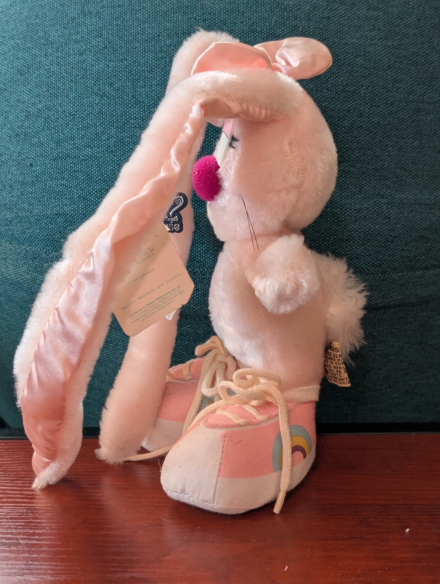 Easter Bunny Rabbit Plush White Pink Soft Eyes Stuffed Animal 12"