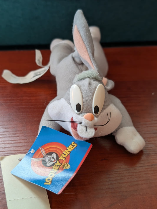 Vintage Looney Tunes Bugs Bunny Laying Plush Toy Stuffed Animal 1997 Play By Play W Tag