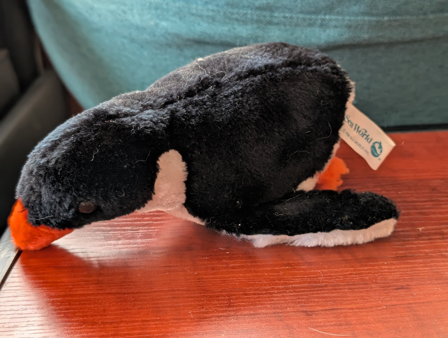 Vintage 1989 Seaworld Penguin Plush Stuffed Animal 7" Gentoo Bird Red Eyes