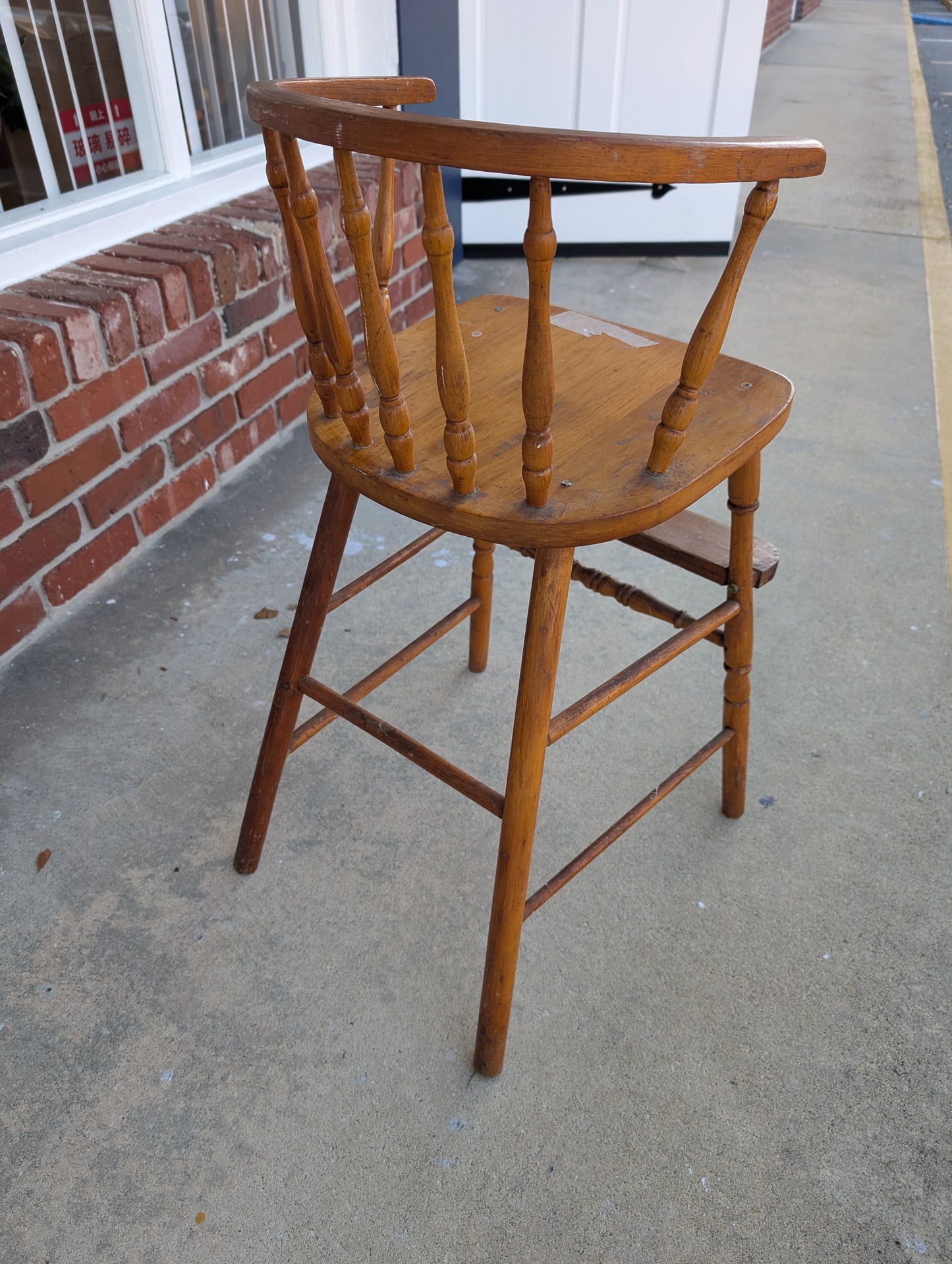Vintage wooden high chair for kids