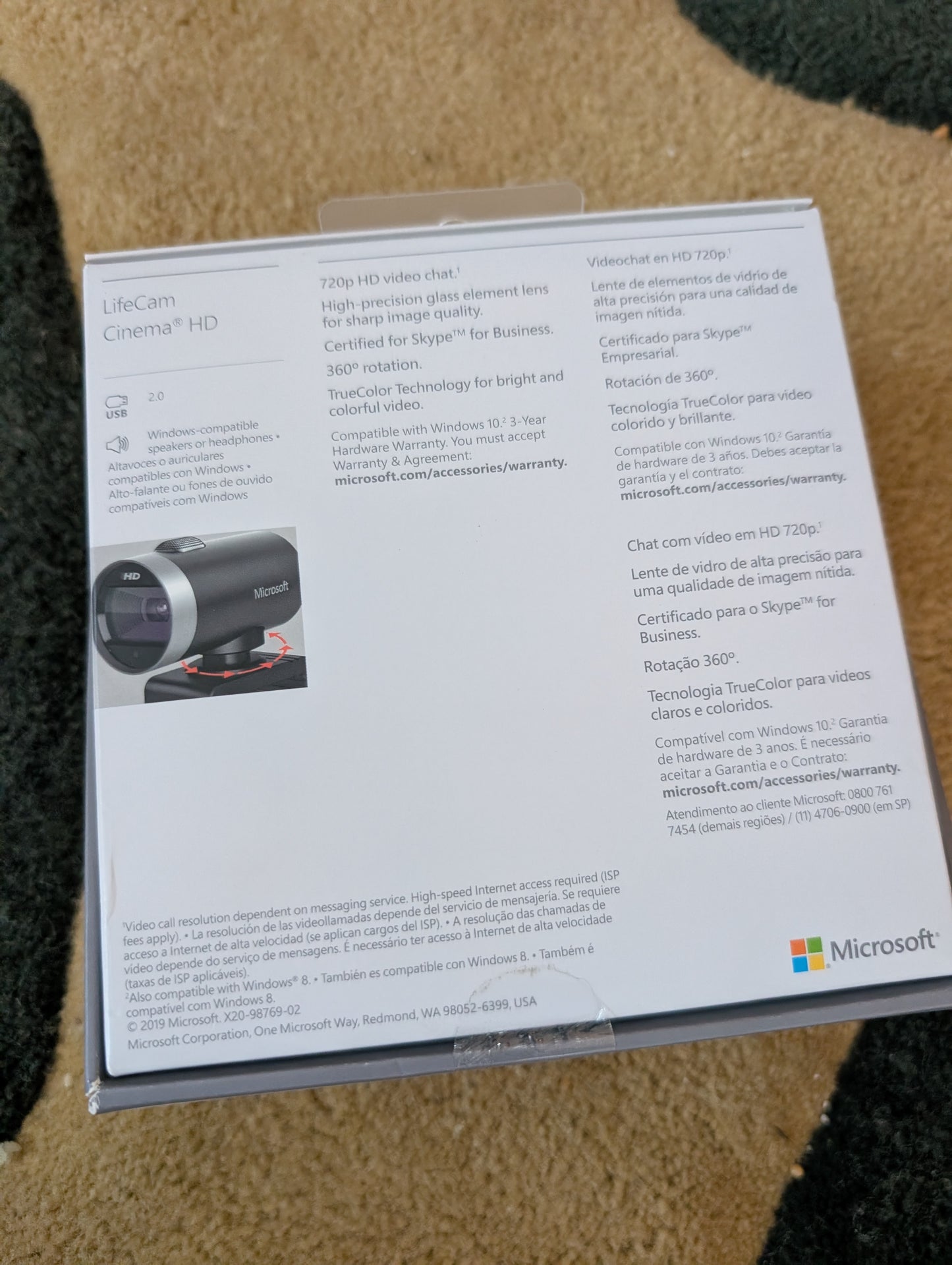 NEW Microsoft LifeCam Cinema,Webcam with built-in noise cancelling Microphone, Light Correction, USB Connectivity, for video calling on Microsoft Teams/Zoom