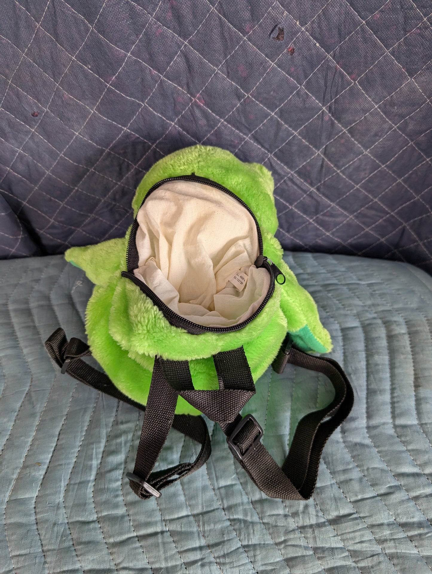 Vintage Frog Backpack {90s Plush Frog Green Kids Backpack School Book Bag Kindergarten} Small Tiny Mini Back Pack 1990s Accessory