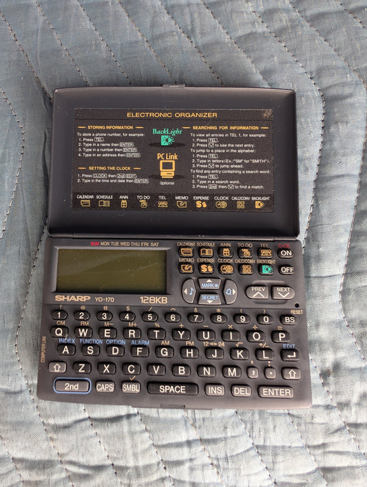 Vintage Sharp YO-170 Electronic Hand Held Organizer PDA 128 KB