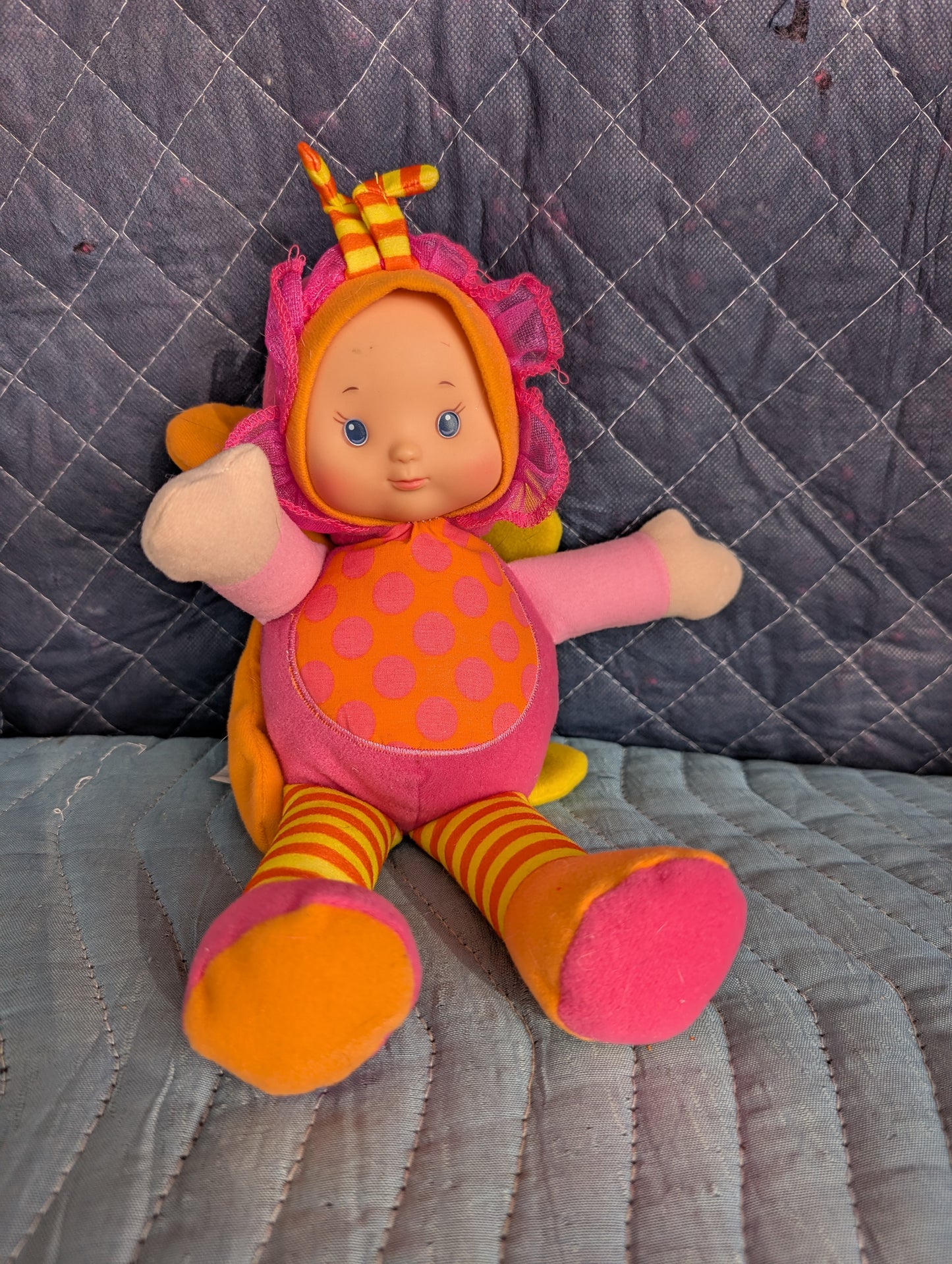 Hong Kong City Toys Butterfly Baby Doll Pink Orange Yellow 11" Plush Stuffed