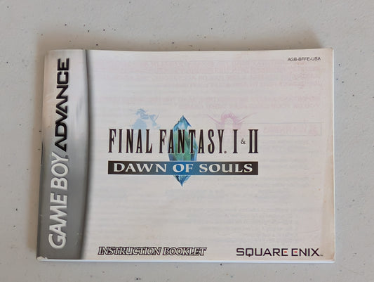 Final Fantasy I & II: Dawn of Souls Video game Instruction Booklet Gameboy Advance