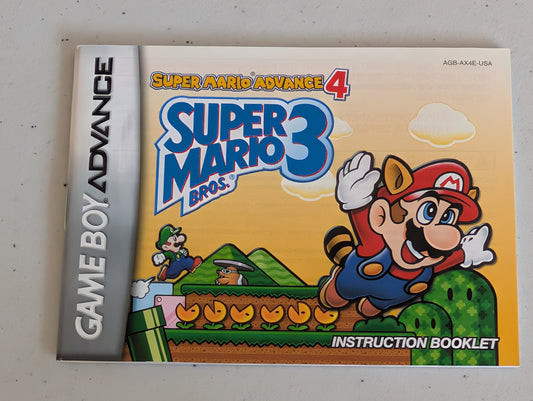 Super Mario Bros. 3 Video game Instruction Booklet Gameboy Advance