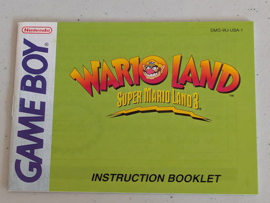 Wario Land: Super Mario Land 3 Video game Instruction Booklet Gameboy