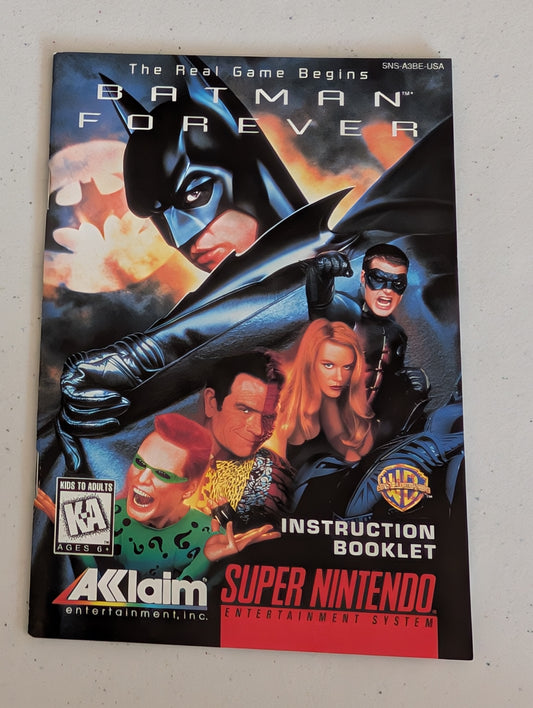 Batman Forever Video game Instruction Booklet Super Nintendo