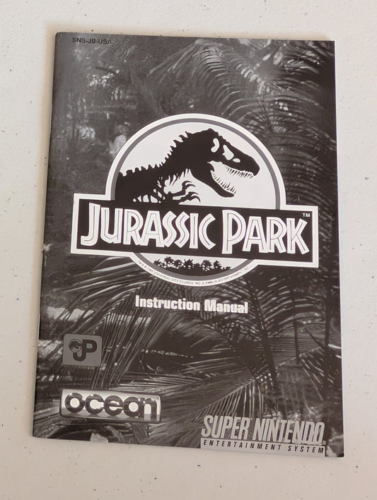 Jurassic Park video game Instruction Booklet Super Nintendo