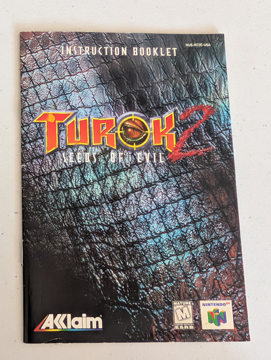 Turok 2: Seeds of Evil video game Instruction Booklet N64