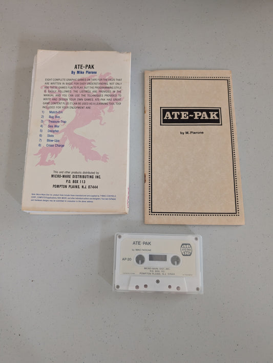 ATE PAK CASSETTE FOR VIC20 eight graphic games