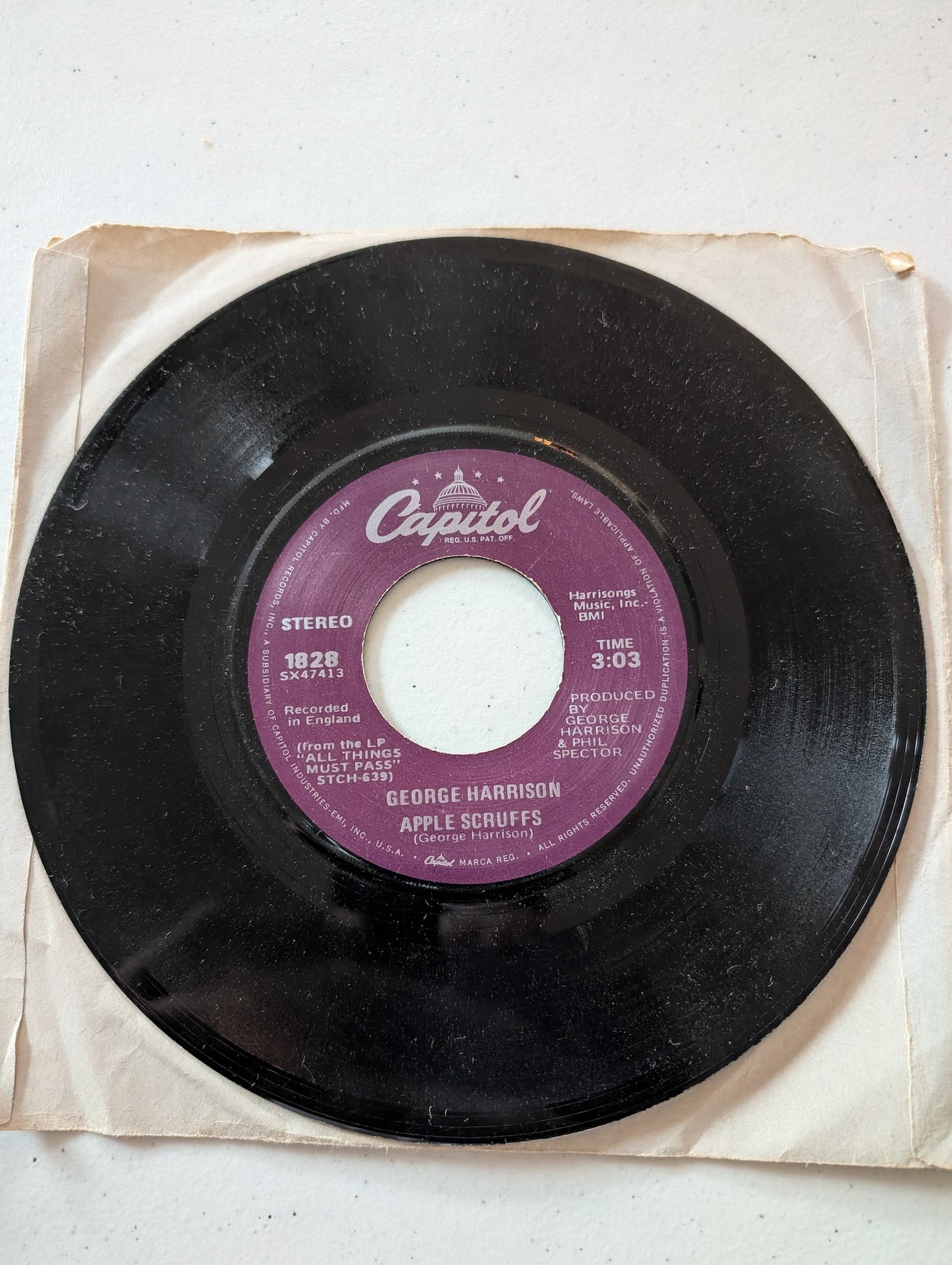 George Harrison – What Is Life-Apple Scruffs (7 in, 45 RPM, Single, Vinyl Record Album)