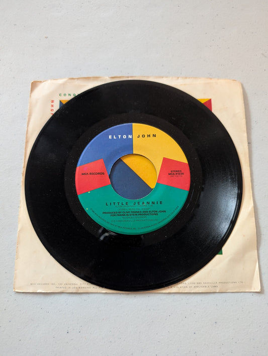 Elton John - Little Jeannie - Conquer The Sun MCA Records MCA-41236 1980 (7 in, 45 RPM, Single, Vinyl Record Album)