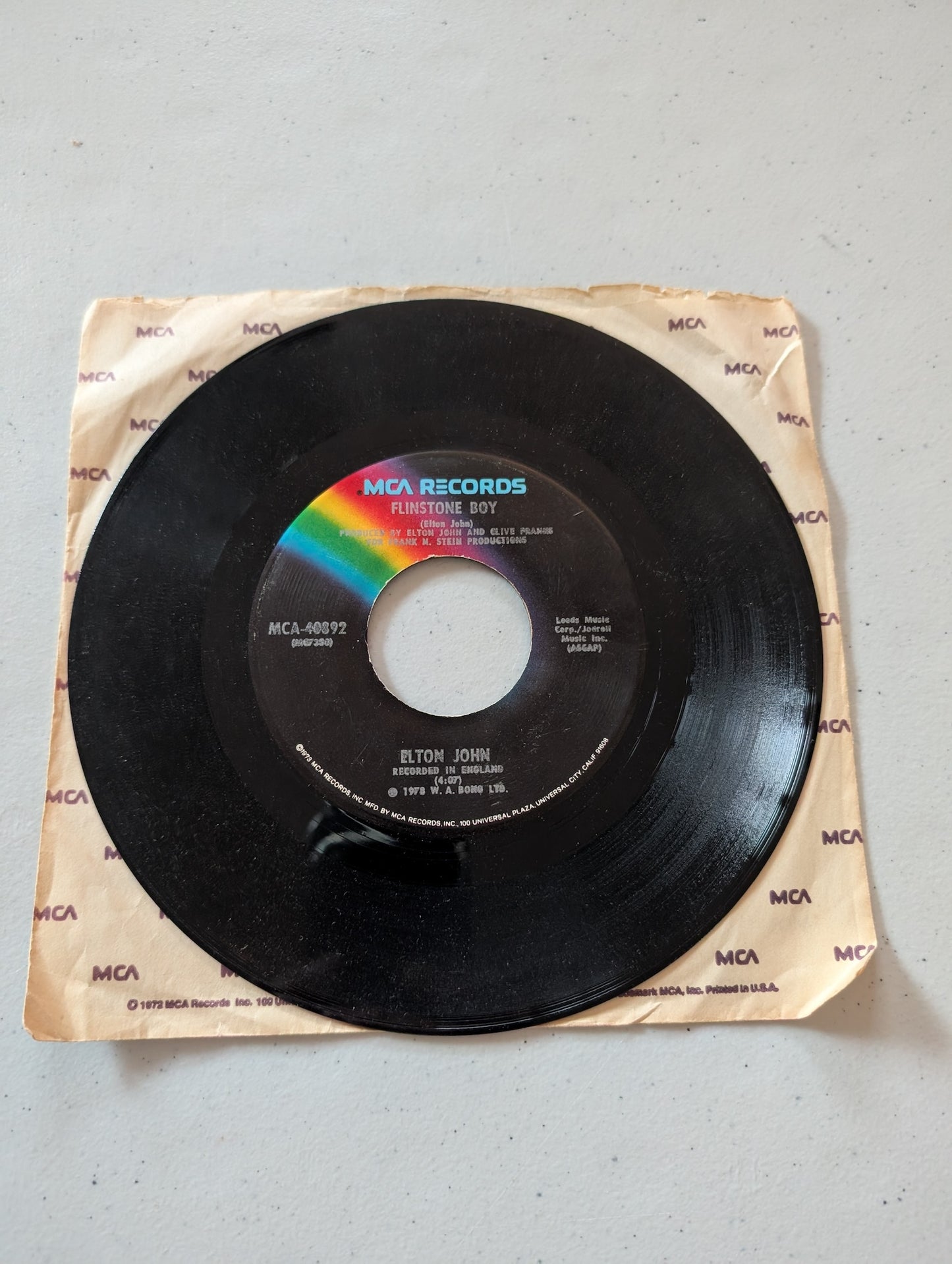 ELTON JOHN - Flinstone Boy - Ego MCA40892 (7 in, 45 RPM, Single, Vinyl Record Album)