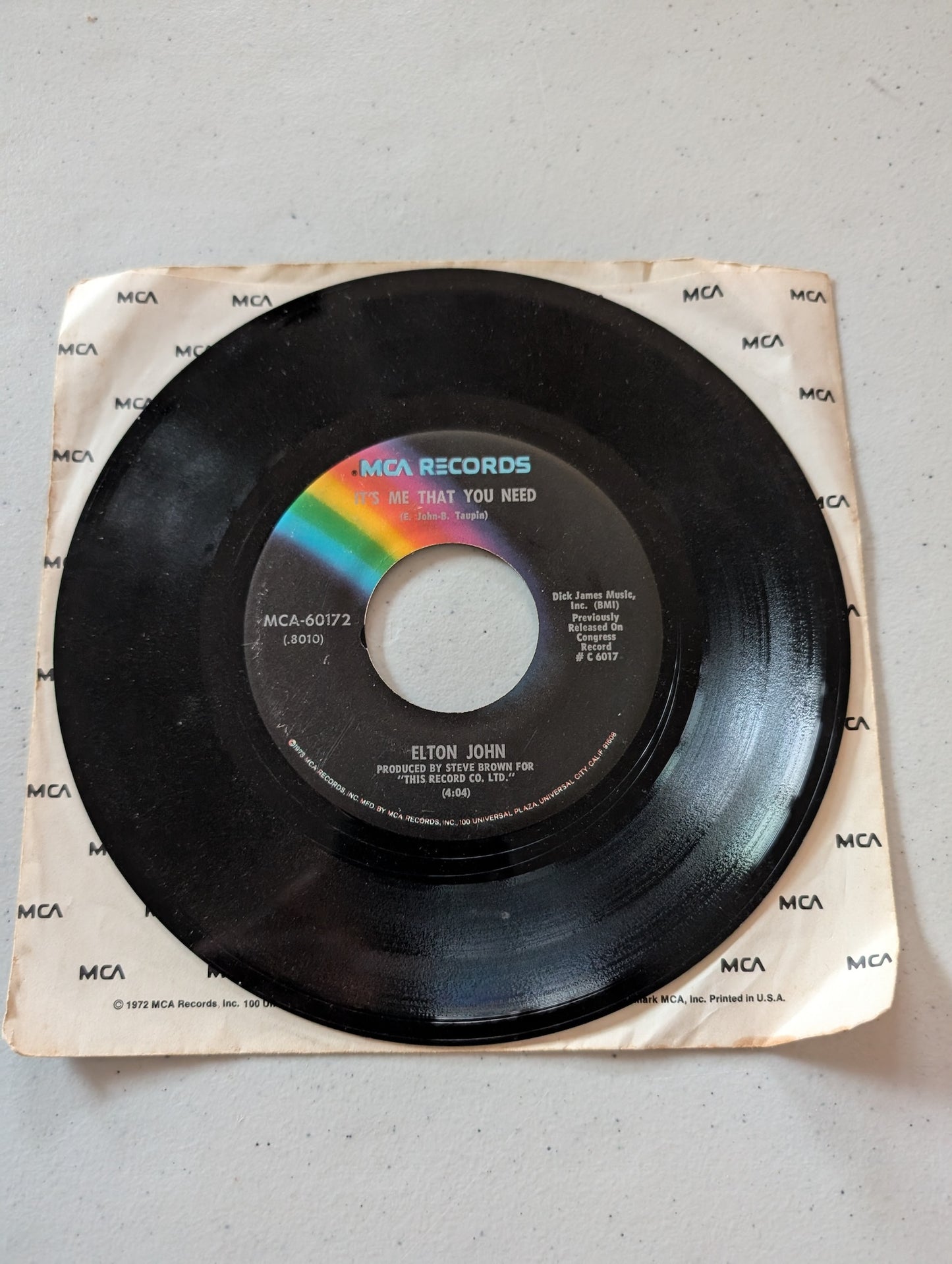 Elton John - Lady Samantha - It's Me That You Need (7 in, 45 RPM, Single, Vinyl Record Album)