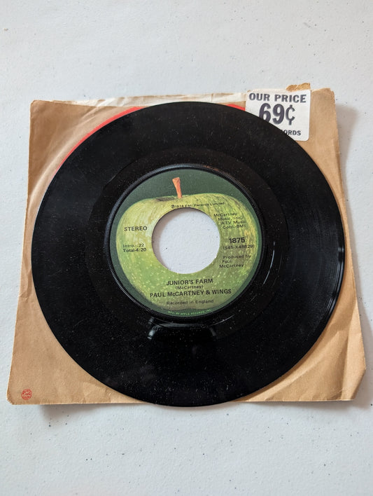 PAUL McCARTNEY & WINGS - Junior's Farm - Sally G Apple Records (7 in, 45 RPM, Single, Vinyl Record Album)