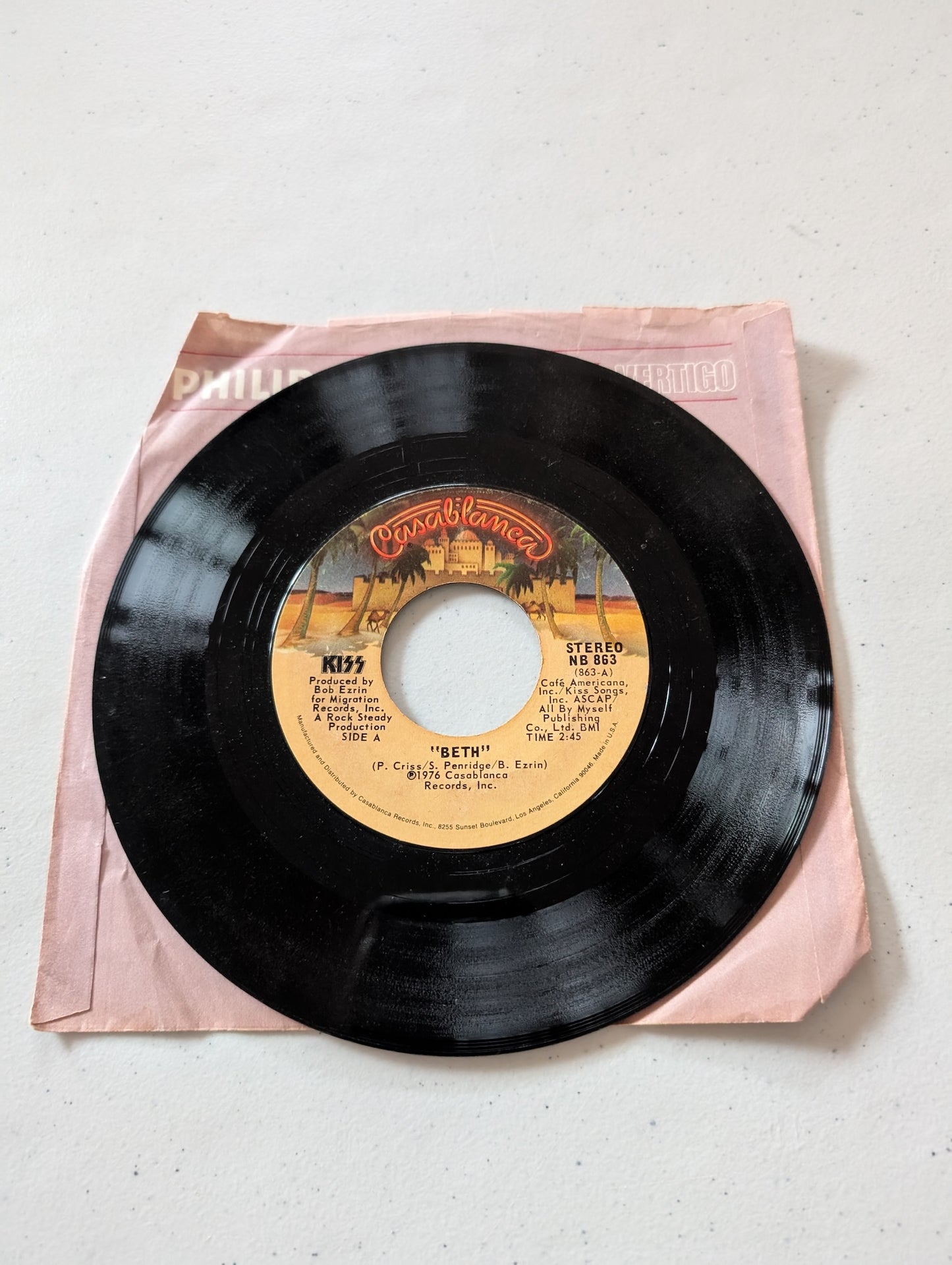 KISS - Detroit Rock City- Beth 1976 Casablanca(7 in, 45 RPM, Single, Vinyl Record Album)