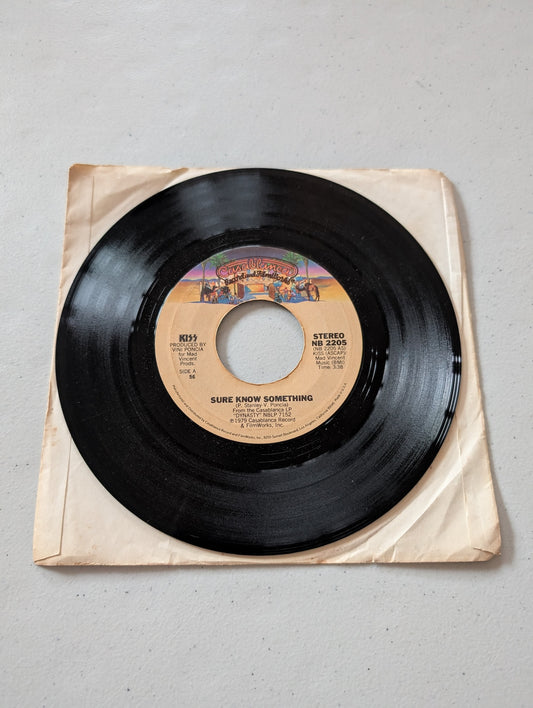 KISS - Sure Know Something - Dirty Livin' NB2205 (7 in, 45 RPM, Single, Vinyl Record Album)