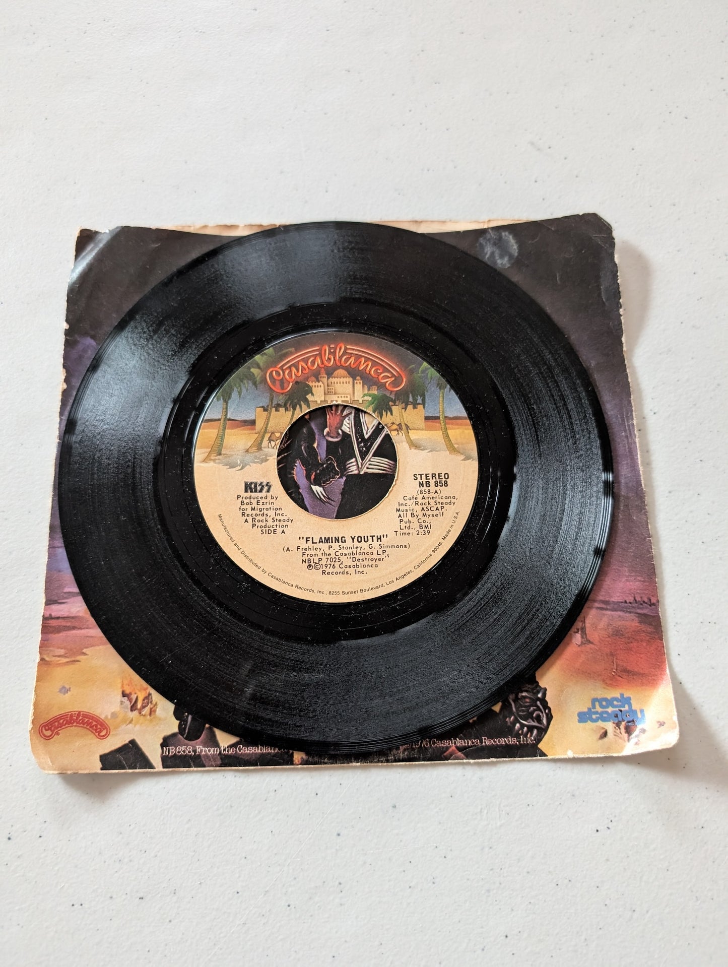 KISS - Flaming Youth -  God of Thunder (7 in, 45 RPM, Single, Vinyl Record Album)