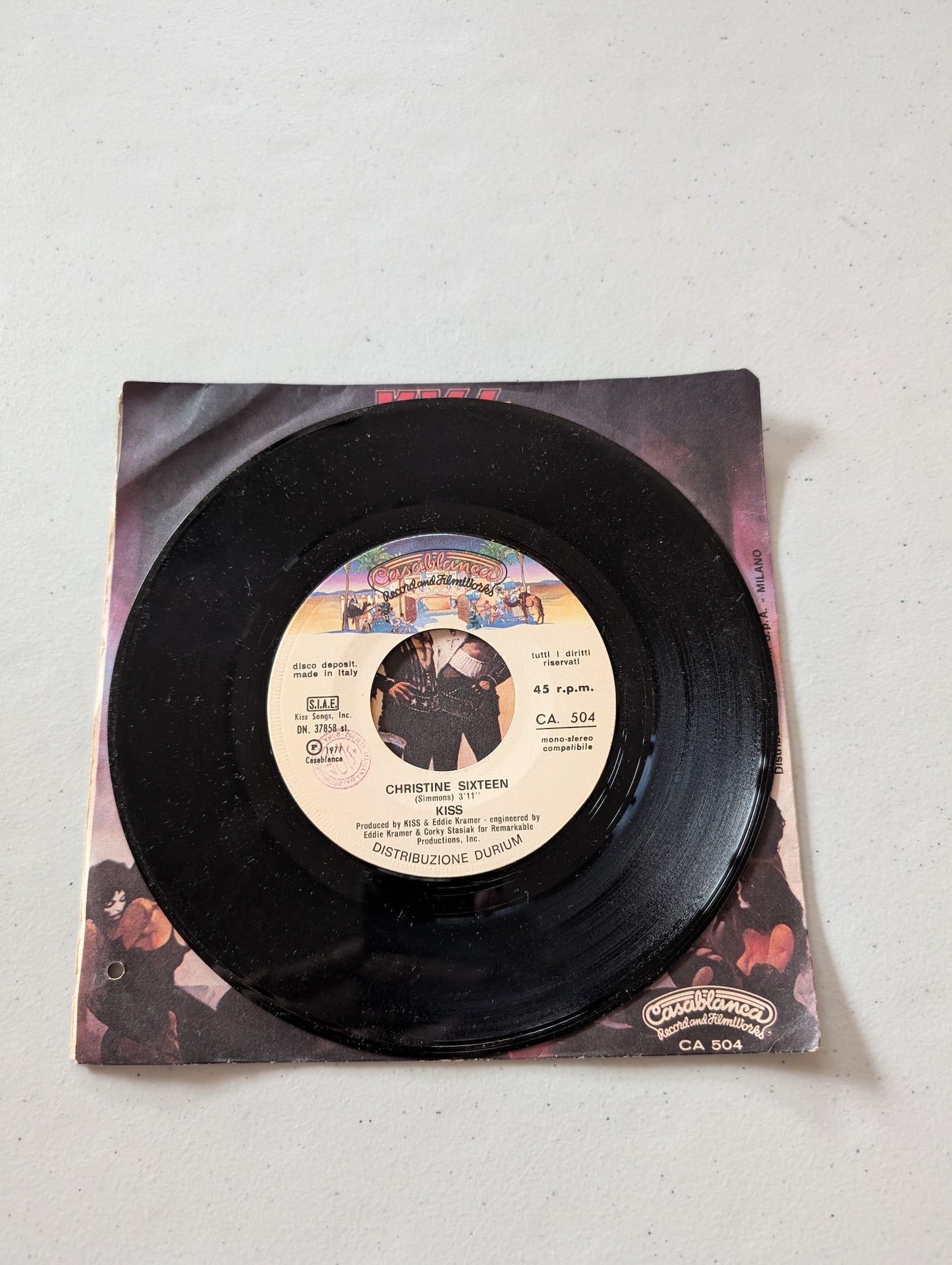 Kiss - Christine Sixteen - Shock Me On Casablanca ITALY (7 in, 45 RPM, Single, Vinyl Record Album)