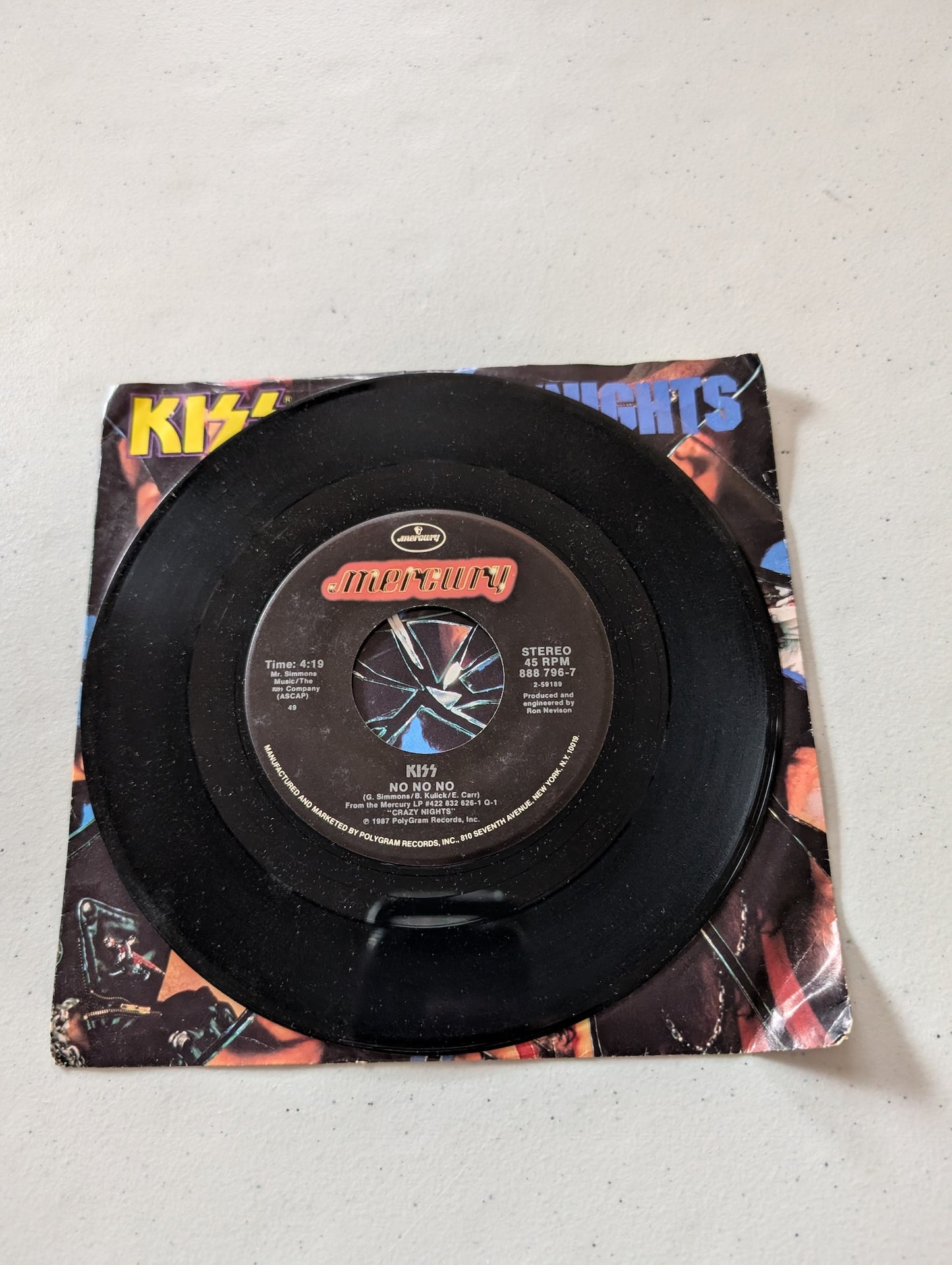 Kiss - Crazy Crazy Nights -  No No No (7 in, 45 RPM, Single, Vinyl Record Album)