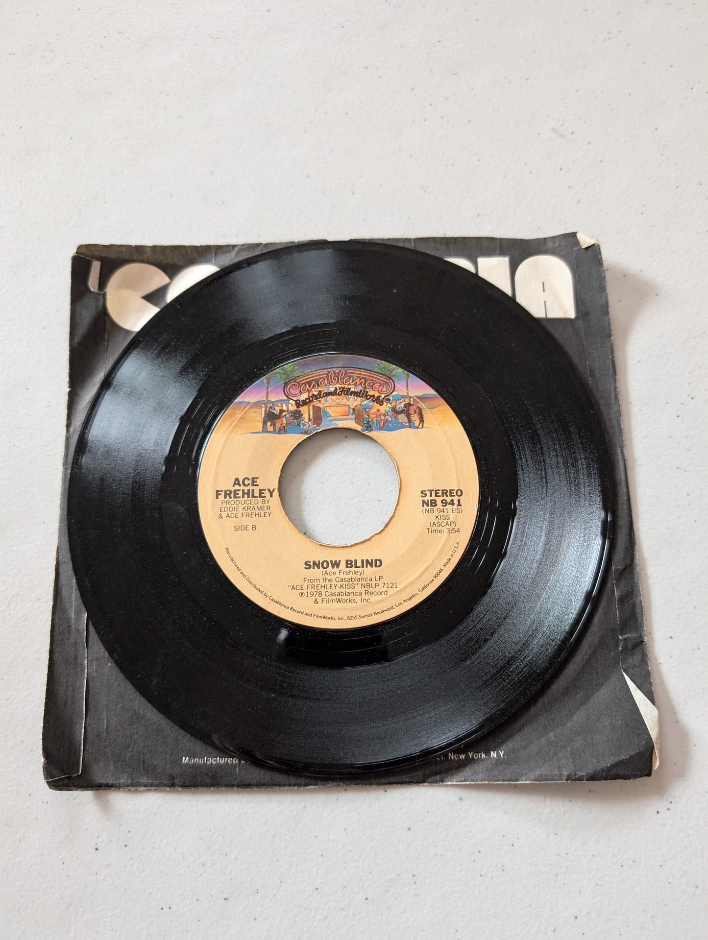 Ace Frehley - NEW YORK GROOVE -  SNOW BLIND 1978 Casablanca NB 941(7 in, 45 RPM, Single, Vinyl Record Album)