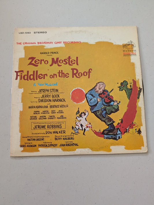 Fiddler On The Roof LP Record Zero Mostel Broadway Cast Recording 1964(Vintage Vinyl Record LP Album Soundtrack)
