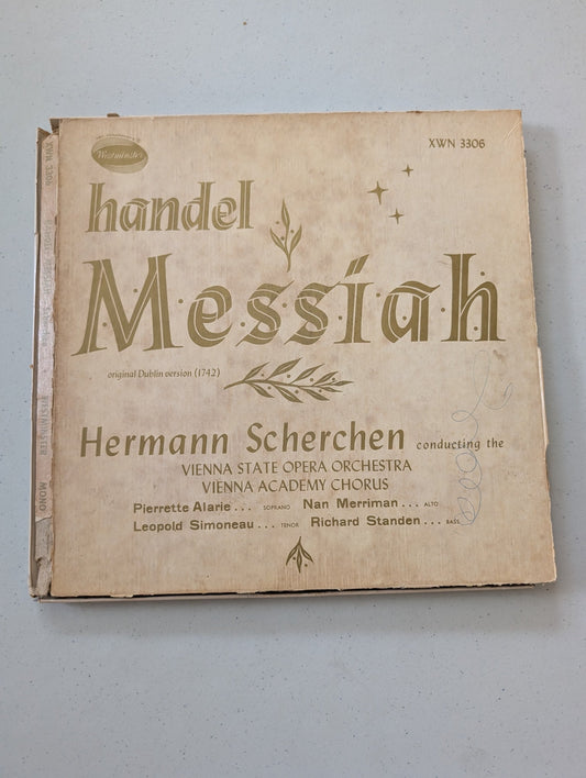 Hermann Scherchen Handel Messiah  33rpm LP Vinyl 12-inch Westminster #XWN3306 Handel Messiah (Vinyl Record LP Album)