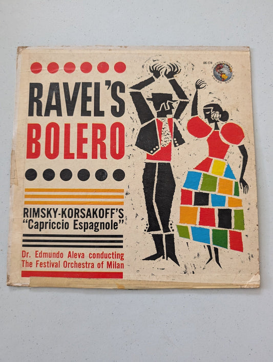 Ravel's Bolero; Rimsky-Korsakoff's "Capriccio Espagnole" LP Dr. Edmundo Aleva conducts the Festival Orchestra of Milan(Vintage Vinyl Record LP Album)