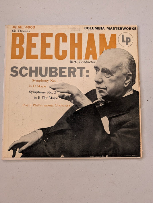 Schubert Symphony No. 1 and No. 2 LP Sir Thomas Beecham Bart Royal Philharmonic(Vintage Vinyl Record LP Album)