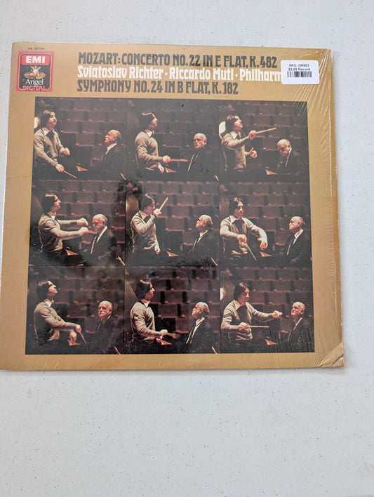 Mozart, Sviatoslav Richter, Philharmonia, Riccardo Muti – Piano Concerto No. 22 In E Flat, K 482; Symphony No. 24 In B Flat, K 182(Vintage Vinyl Record LP Album)