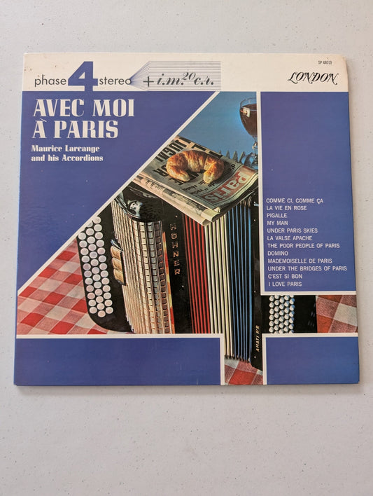 Maurice Larcange And His Accordions – Avec Moi A Paris [1962] Vinyl LP Folk Rare(Vintage Vinyl Record LP Album)
