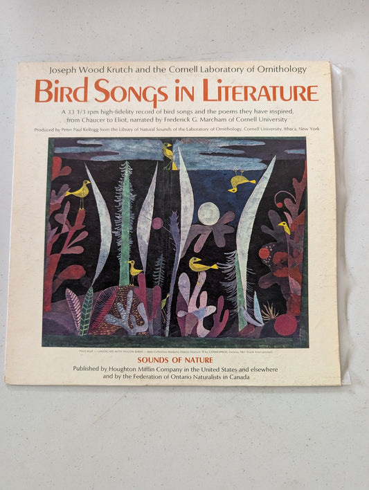 Joseph Wood Krutch and the Cornell Laboratory of Ornithology Bird SONGS IN LITERATURE (Vintage Vinyl Record LP Album)