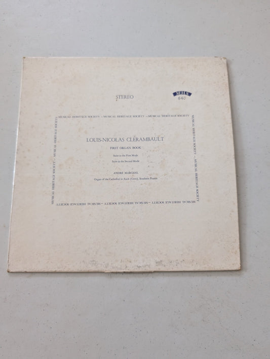 LOUIS-NICOLAS CLERAMBAULT:  FIRST ORGAN BOOK - SUITES IN THE 1ST & 2ND MODES(Vintage Vinyl Record LP Album)