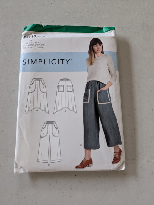 Simplicity 9110 Pull On Skirts & Cropped Pants Pattern Misses' XXS-XXL (4-26) (Sewing Pattern Vintage)