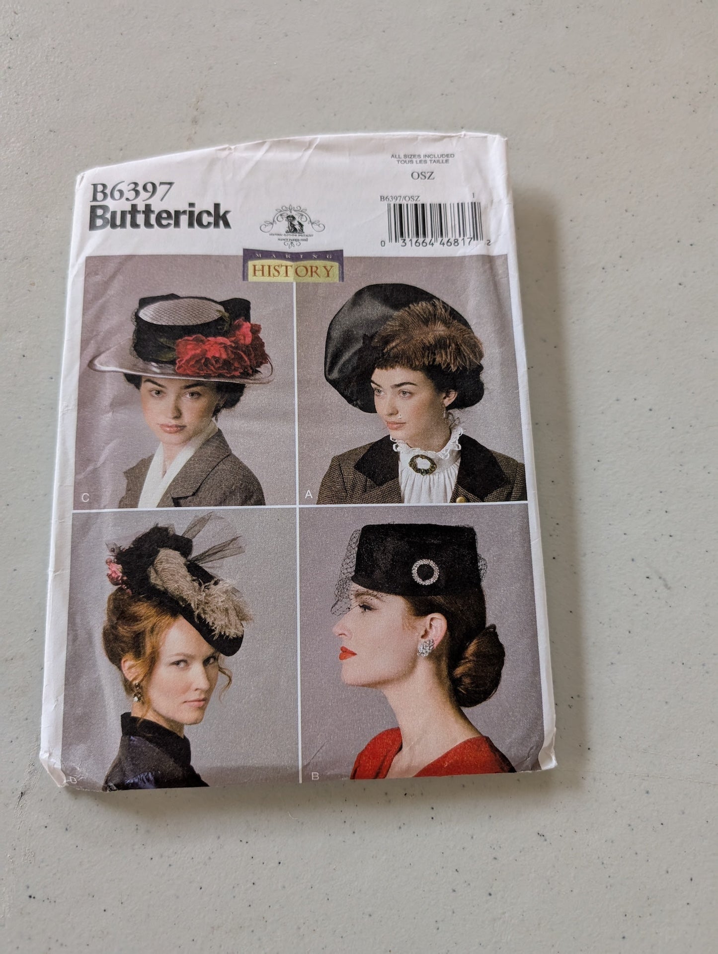 Butterick B6397 Pattern 6397 OS,Misses Hats, One Size(Sewing Pattern Vintage)