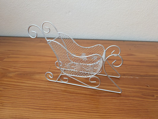 Wire Frame Sleigh from Unknown -  Holiday Decor (Metal Tabletop Decor / Candy Dish, Modern, Minimalist, Glam, Silver)