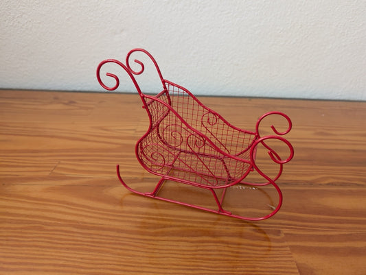 Wire Frame Sleigh from Unknown -  Holiday Decor (Metal Tabletop Decor / Candy Dish, Traditional, Whimsical, Red)