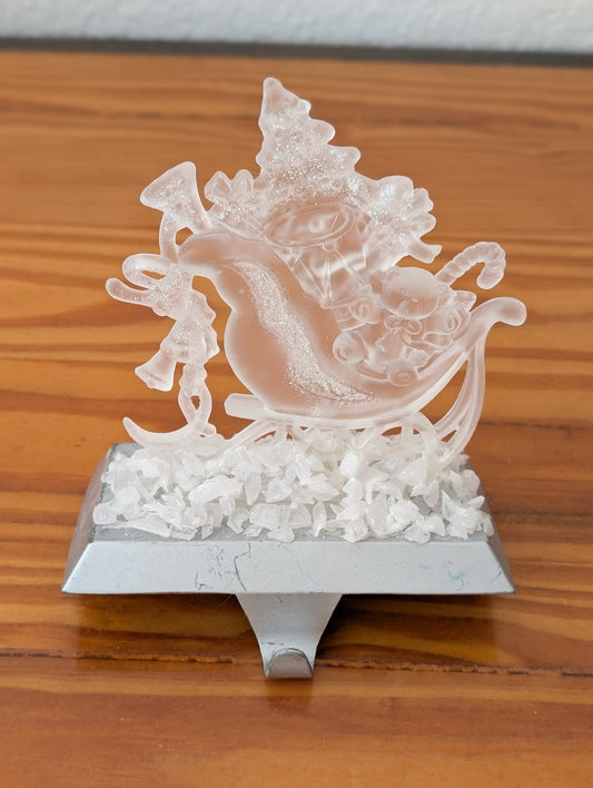 Frosted Acrylic Sleigh Stocking Holder from Unknown -  Holiday Decor (Acrylic, Plastic Stocking Holder, Modern, Whimsical, Clear, Silver)