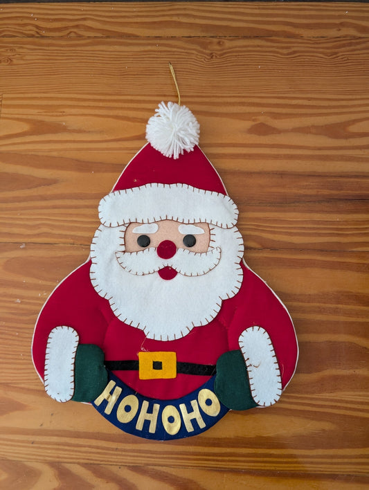Felt "HOHOHO" Santa from Unknown -  Holiday Decor (Felt, Batting Wall Hanging, Handmade, Folk Art, Craft, Red, White, Green)