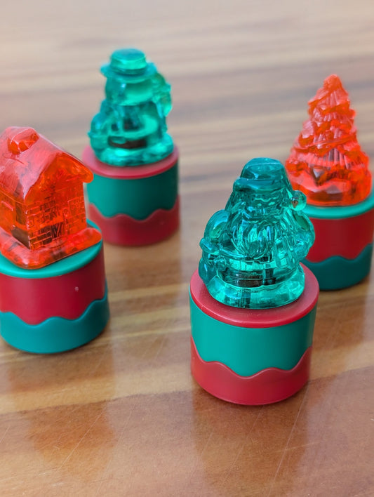 Mini Holiday Figures from Unknown -  Holiday Decor (Plastic Tabletop, Whimsical, Retro, Red, Green)