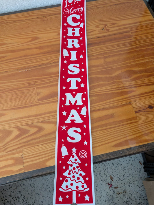 Vertical Merry Christmas Banner from Unknown -  Holiday Decor (Vinyl Banner, Modern, Festive, Red, White)
