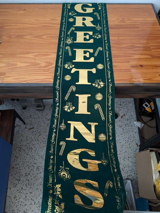 Felt and Foil Banner from Unknown -  Holiday Decor (Felt, Foil Table Runner / Banner, Traditional, Vintage, Green, Gold)