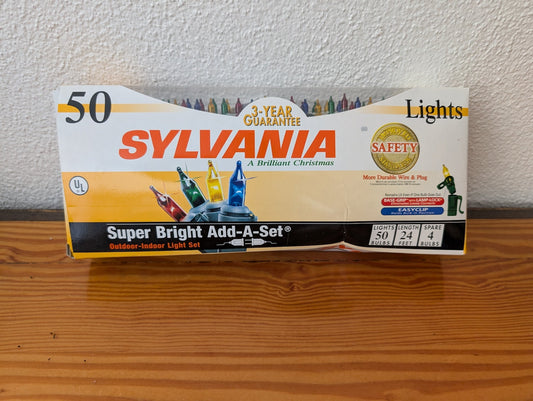 50 Super Bright Add-A-Set from Sylvania - 2000s Holiday Lighting (Plastic Glass, Copper Wire Christmas Lights, Traditional, Multi-color)
